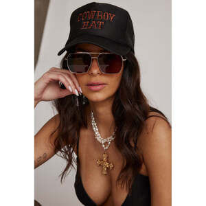 12th Tribe Cowboy Hat Embroidered Black Trucker Hat Size O/SO/S